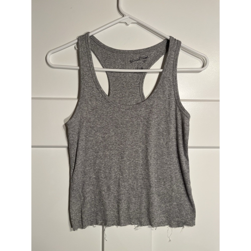 Universal Thread Target Womens Ribbed Racerback Crop Tank Top Gray Size Small